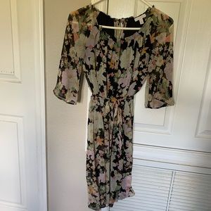 Floral sheer summer dress with matching belt